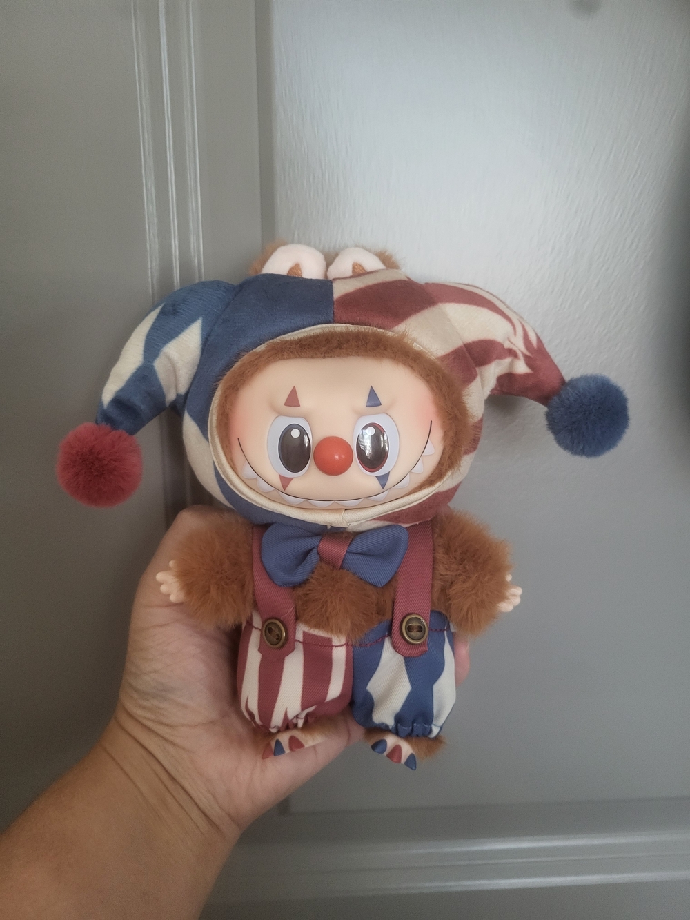 Plush Jester Clown Soft Toy in Red, Blue & Cream